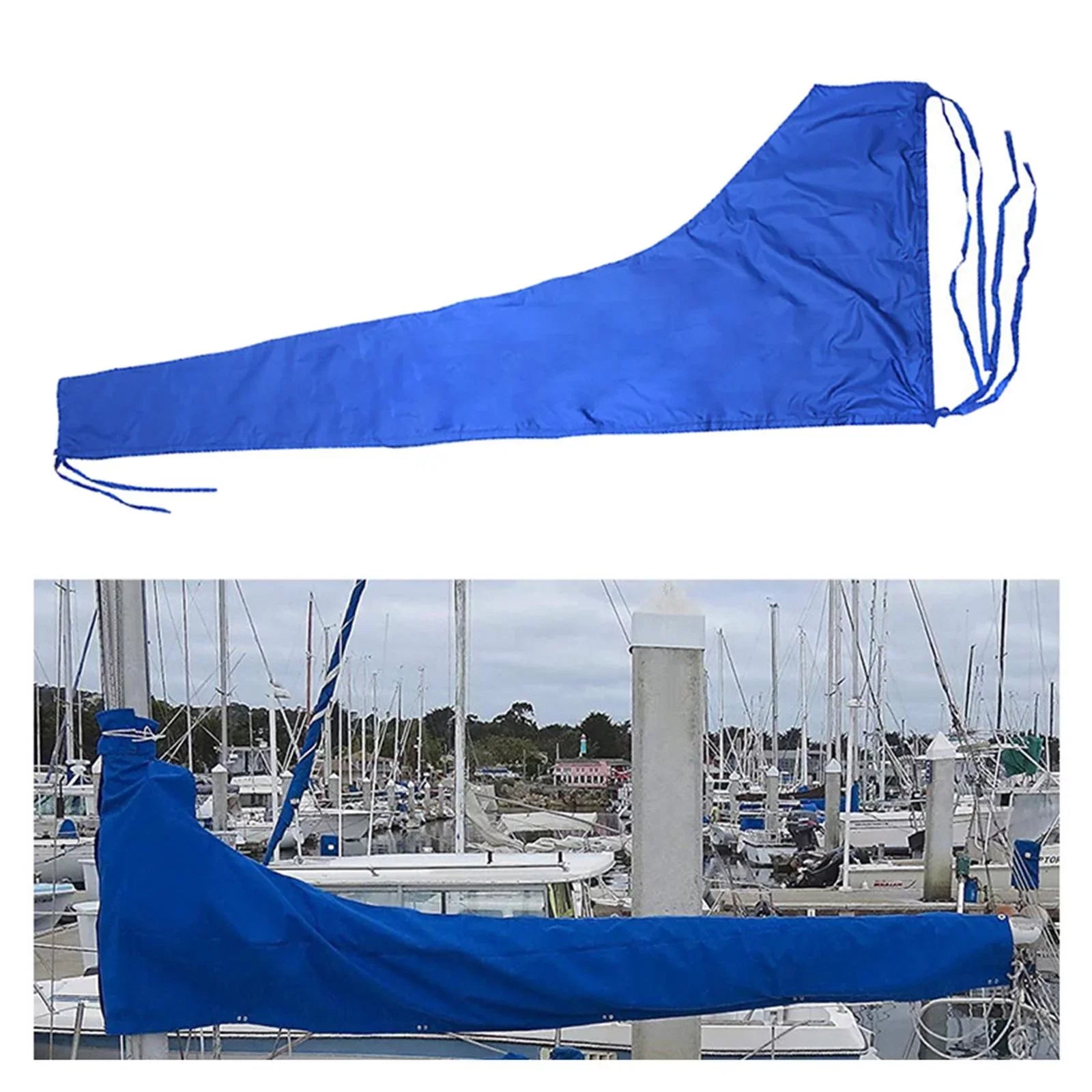 600D Mainsail Coating Ship Wrap Dustproof Wrap Sail Coating Snow Coating Adjustable Strap Thickened Oxford Cloth Blue , 12 FT 11 to 12 FT