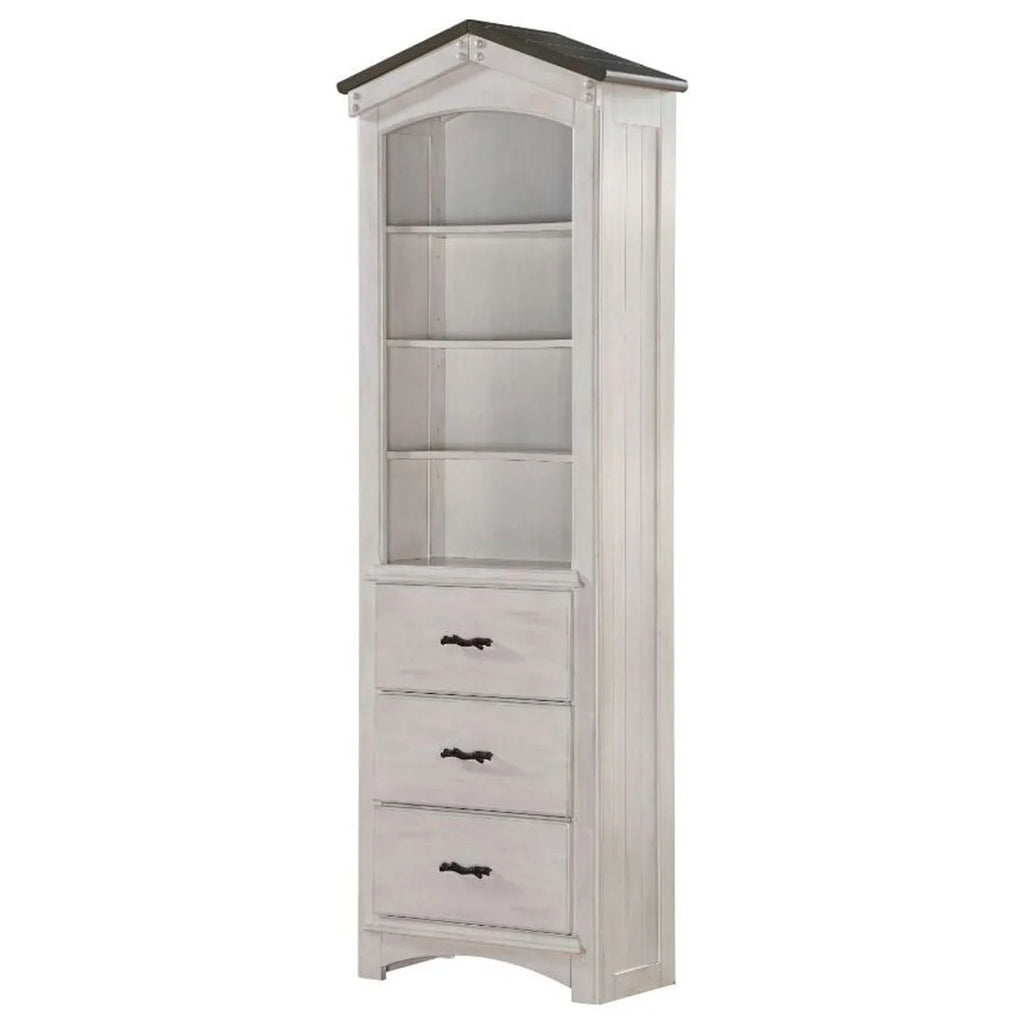 ACME Tree House Bookcase Cabinet in Climate White and Washed Gray
