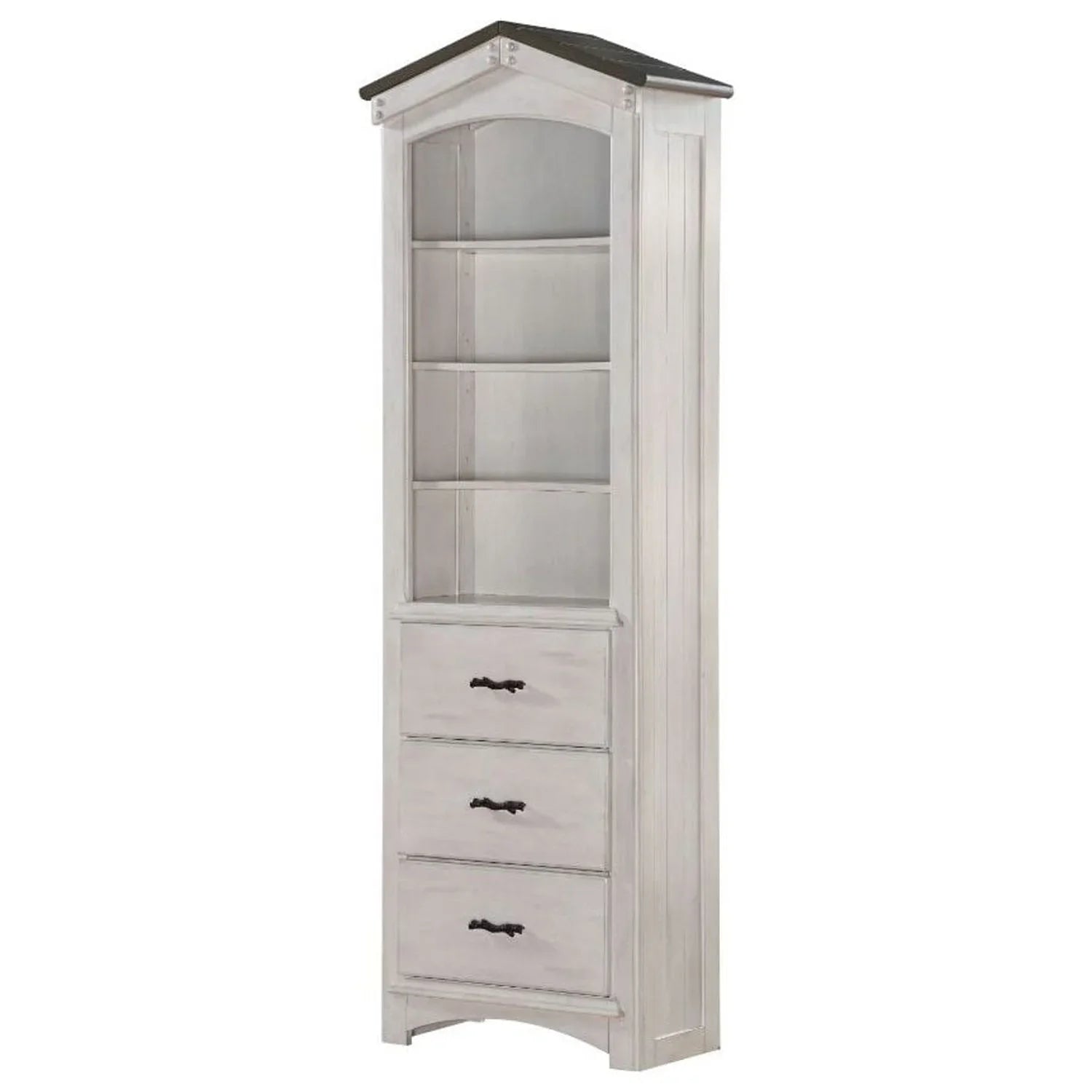 ACME Tree House Bookcase Cabinet in Climate White and Washed Gray