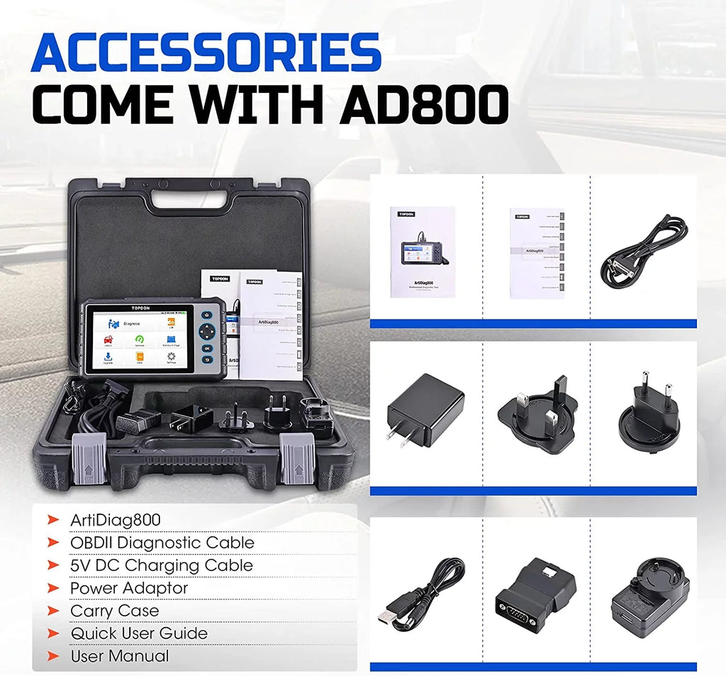 OBD2 Scanner, TOPDON AD800 Car Diagnostic Scan Tool All System Scan 28+ Reset Service, Oil Reset, ABS Bleed, Injector Coding, 2 Years Free Update