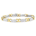14K Yellow and White Gold 2 Carat TDW Invisible-Set Diamond X-Link Tennis Bracelet (G-H, SI1-SI2)