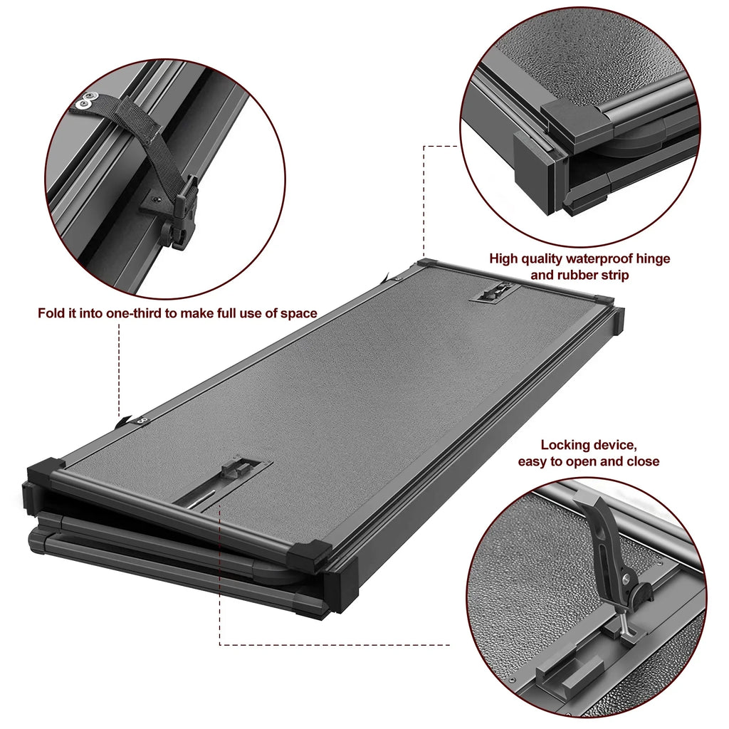 Kikito Professional FRP Hard Tri-Fold Truck Bed Tonneau Coating for 2003-2024 Ram 1500 2500 3500 6.4ft (74.6in) Bed Without | Rambox & Deckrail System |