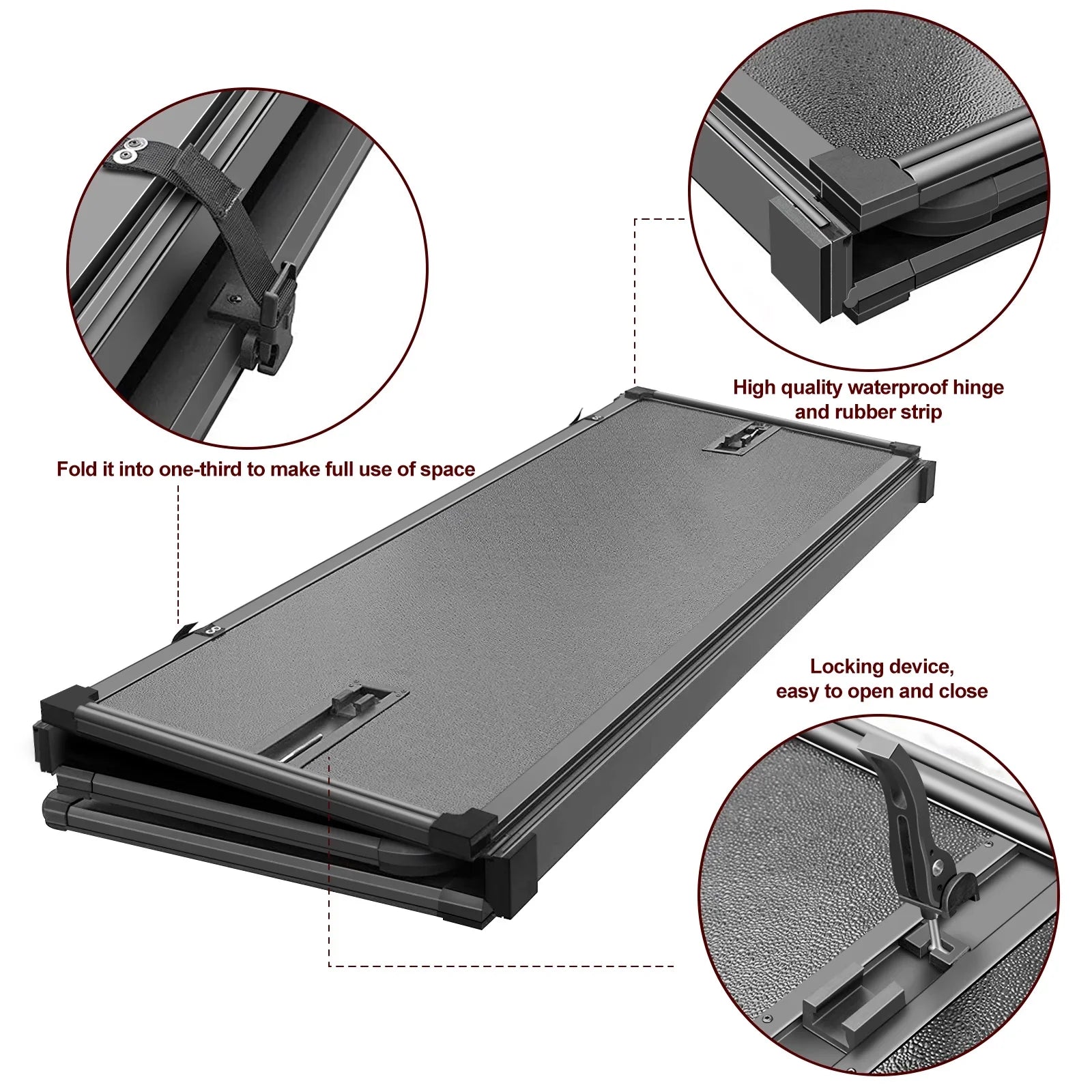 Kikito Professional FRP Hard Tri-Fold Truck Bed Tonneau Coating for 2003-2024 Ram 1500 2500 3500 6.4ft (74.6in) Bed Without | Rambox & Deckrail System |