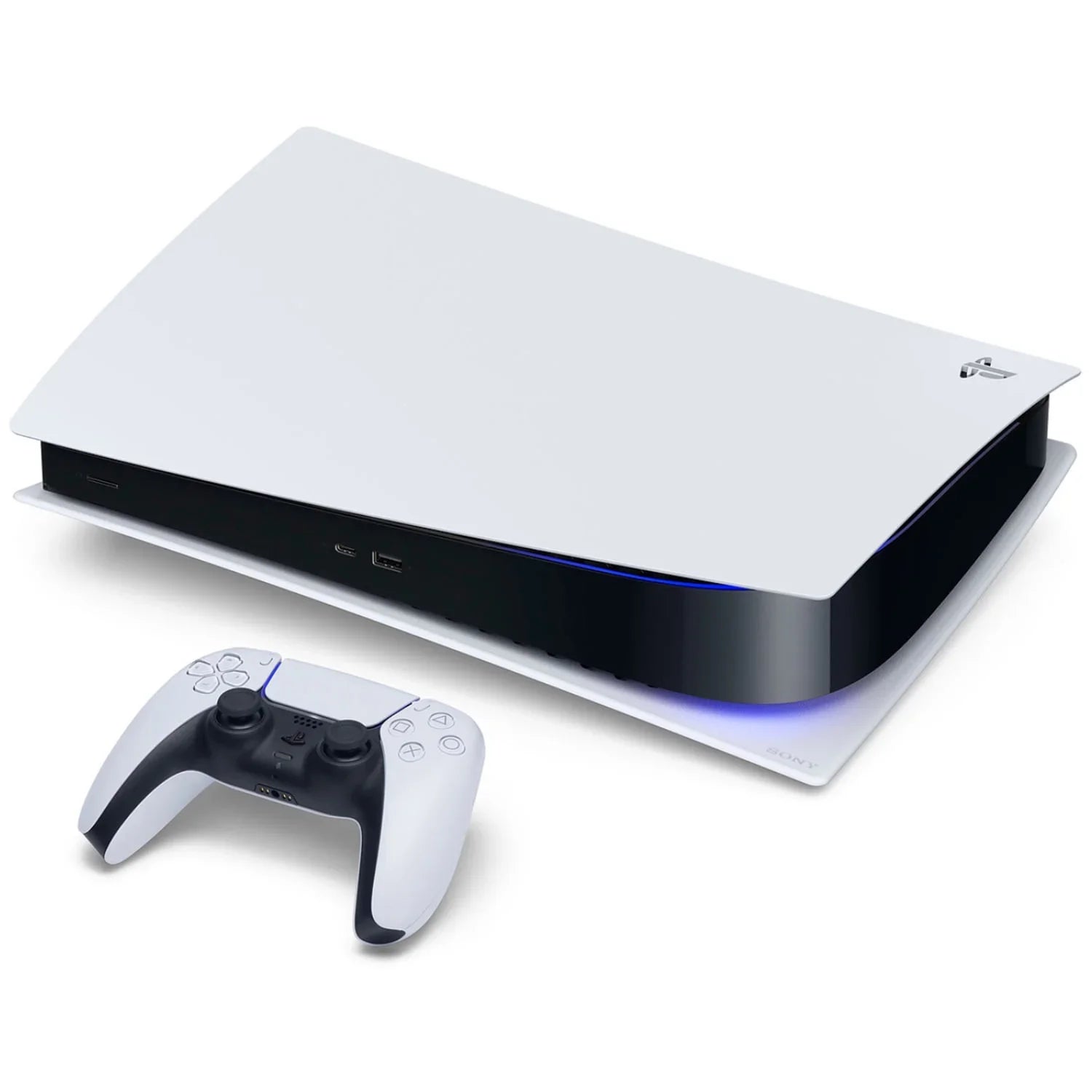 Sony Playstation 5 Disc Version Console with Extra Black Controller, White PULSE 3D Headset and Surge PowerPack Battery Pack & Charge Cable Bundle