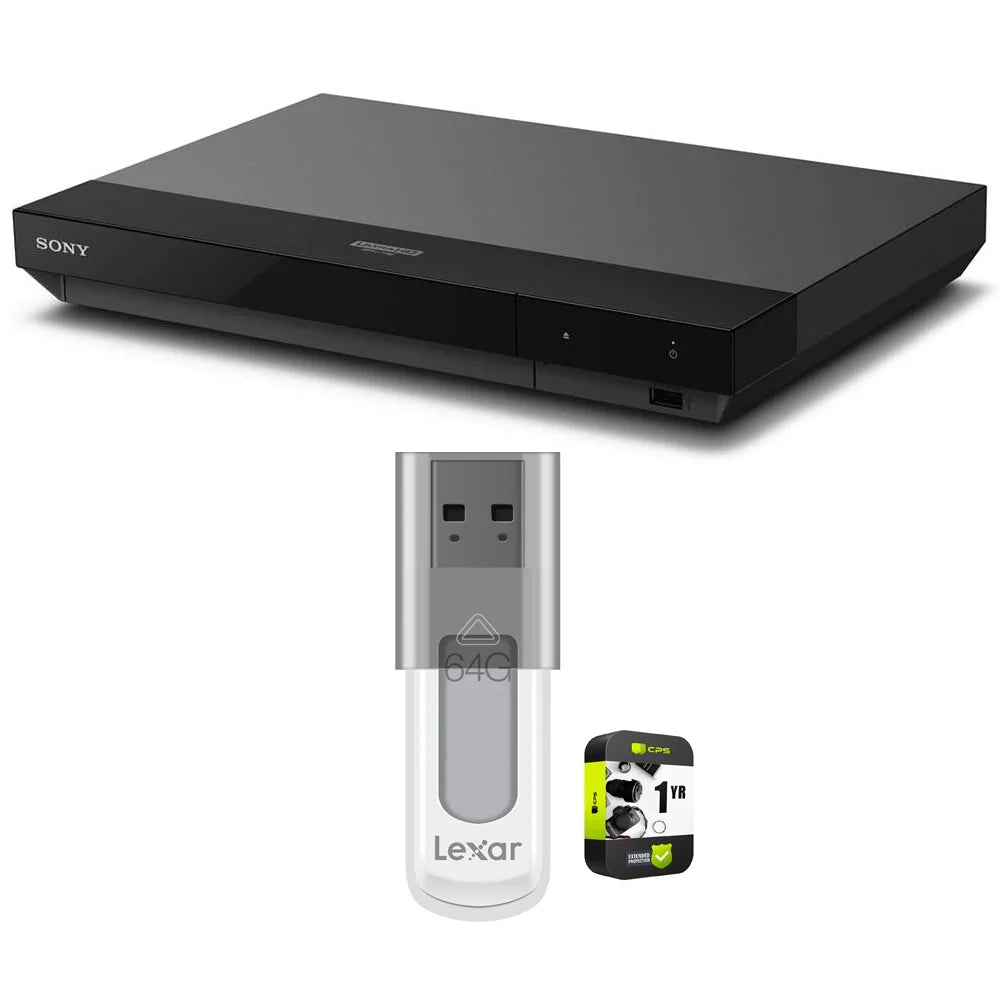 Sony UBP-X700/M HDR 4K UHD Network Blu-ray Disc Player with Hi-Res Audio Bundle Includes 1 Year Extended Protection Plan and Lexar 64GB JumpDrive S50 USB 2.0 Flash Drive Black