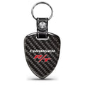 iPick Image for Dodge Charger R/T Real Black Carbon Fiber Large Shield-Style Key Chain, Official Licensed