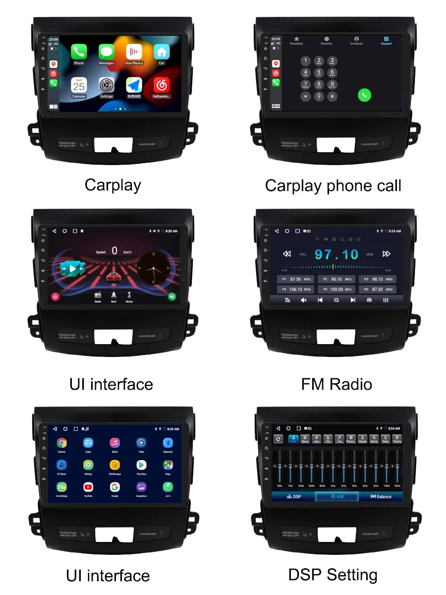 Carplay Android Auto Car Radio GPS Navgation For Mitsubishi Outlander 2 CW0W 2005 - 2013 Android Screen Multimedia Player