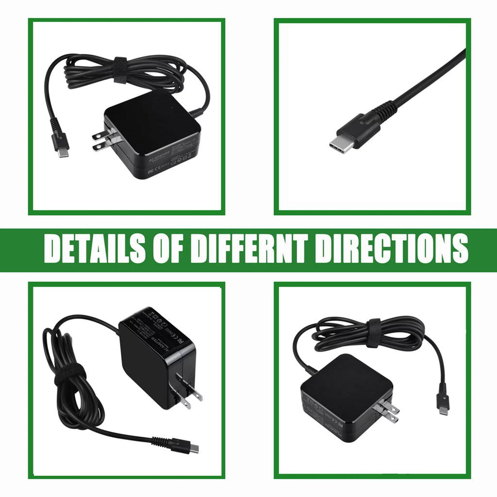 KONKIN BOO Fitting AC Adapter Replacement for Lenovo 100e 2nd Gen Type 81QB 81MA Chromebook 45W USB-C Charger