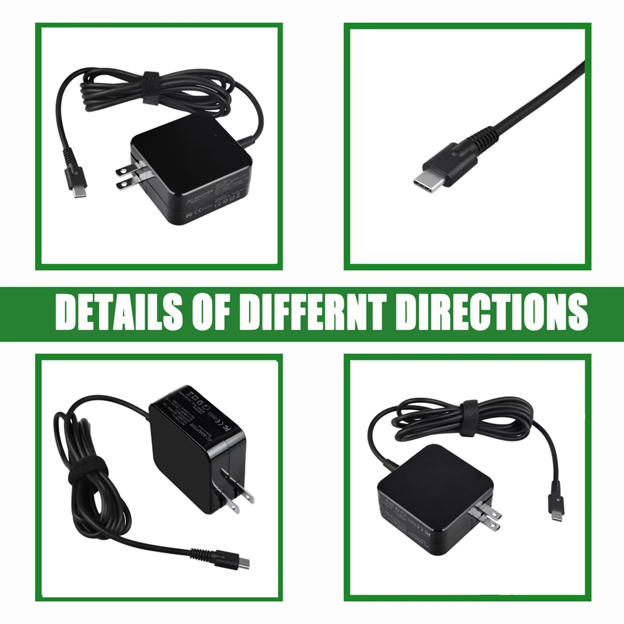 KONKIN BOO Fitting AC Adapter Replacement for Lenovo 100e 2nd Gen Type 81QB 81MA Chromebook 45W USB-C Charger