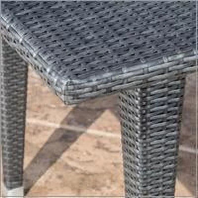 Arcadia Outdoor 7 Piece Wicker Rectangular Dining Set with Cushions, Grey, Silver