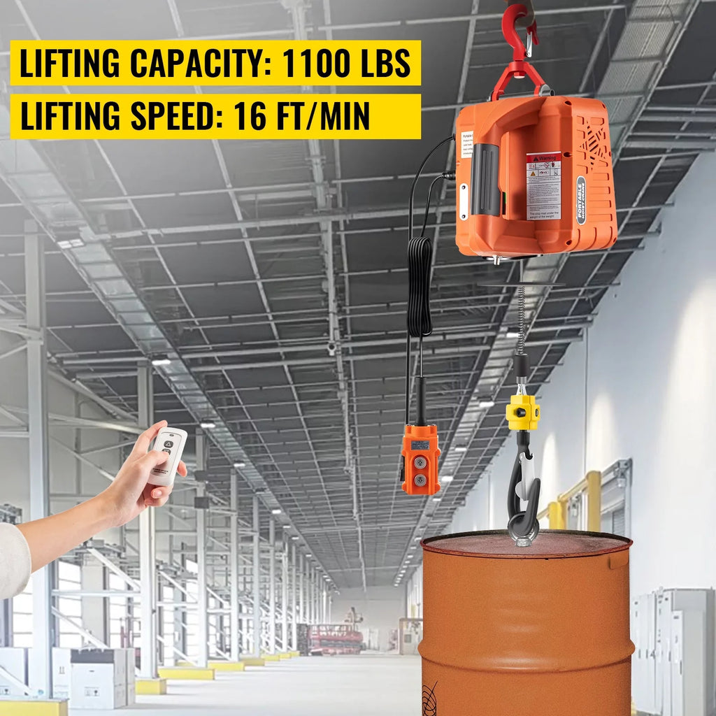 BENTISM 3-in-1 Electric Hoist Winch Portable Crane 1100lbs 25ft w/ Remote Control
