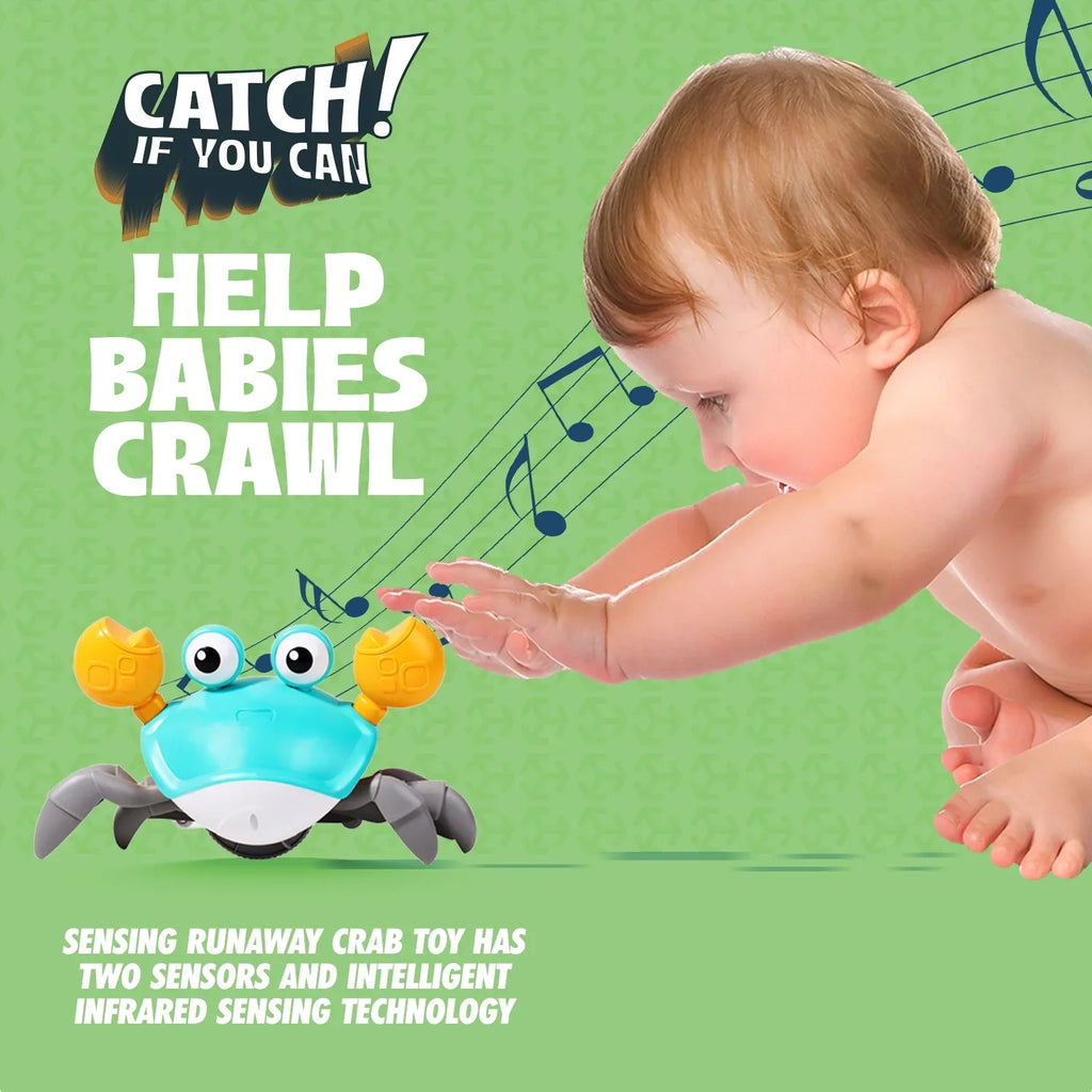 Fleur Cute And Multicolor Crawling Crab With Built-in Light & Music For Little Kids 6-12 Years And Toddlers 0-6 Months Tummy Time, Learning Crawl - Perfect Birthday, Holiday And Christmas Gift