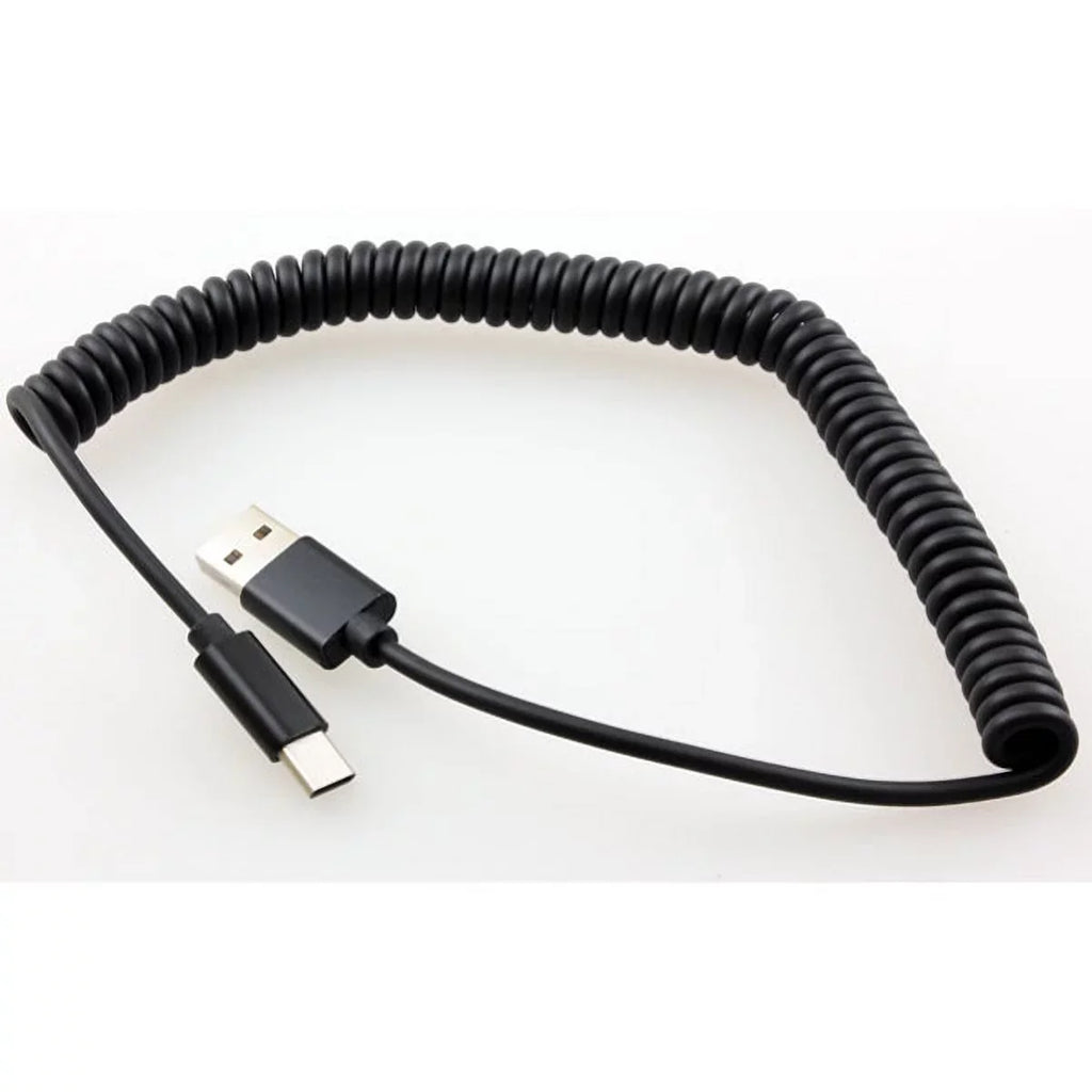 Type-C Coiled USB Cable w Holster Leather Case Belt Clip V1N for Samsung Galaxy A20 - Xiaomi Redmi Note 7, Mi Mix 2 9T 9 - ZTE Grand X4 X3, ZMax Champ, Blade X Spark, Axon 9 Pro, Max 2S