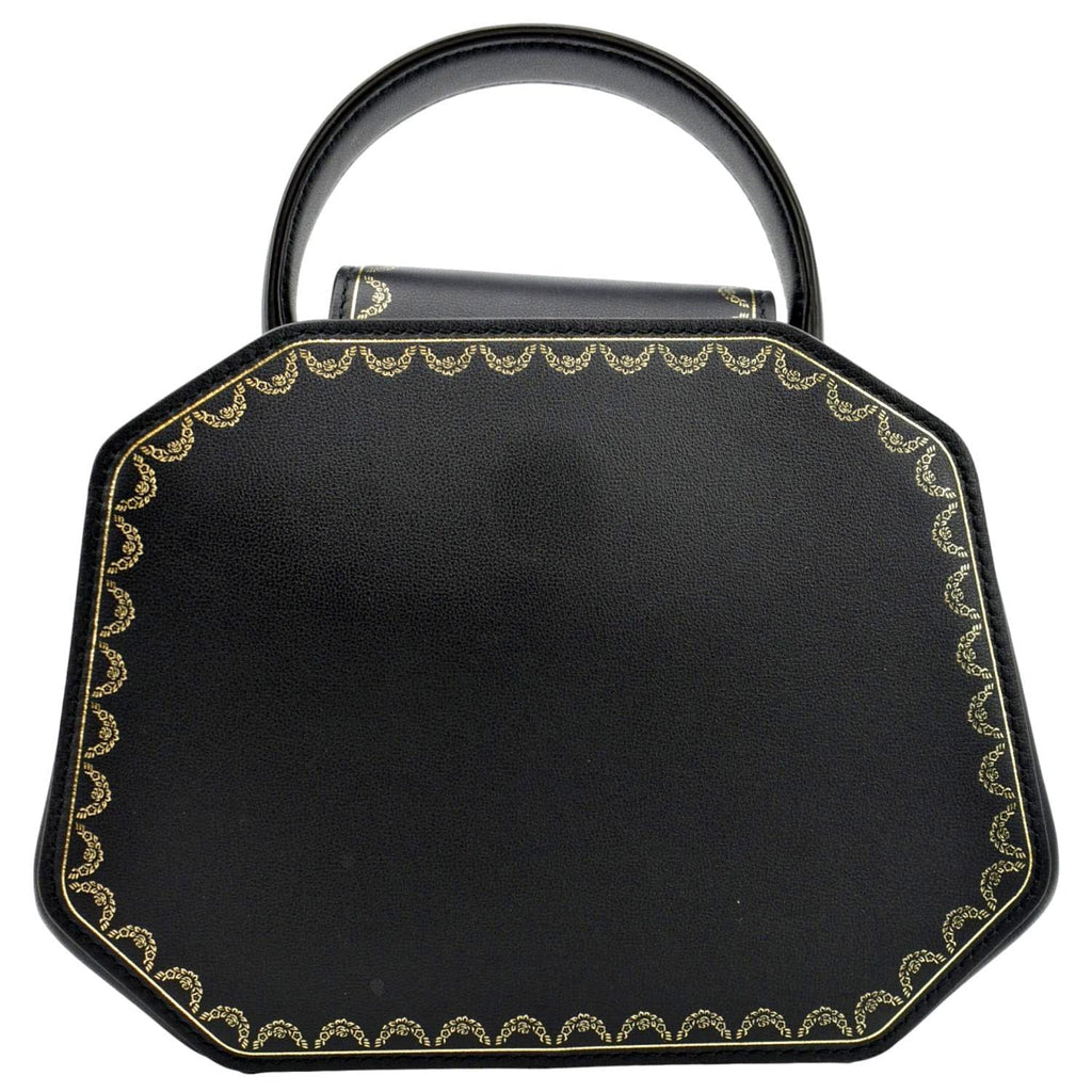 Pre-owned CARTIER Guirlande Mini Calfskin Leather Top Handle Satchel Bag Black