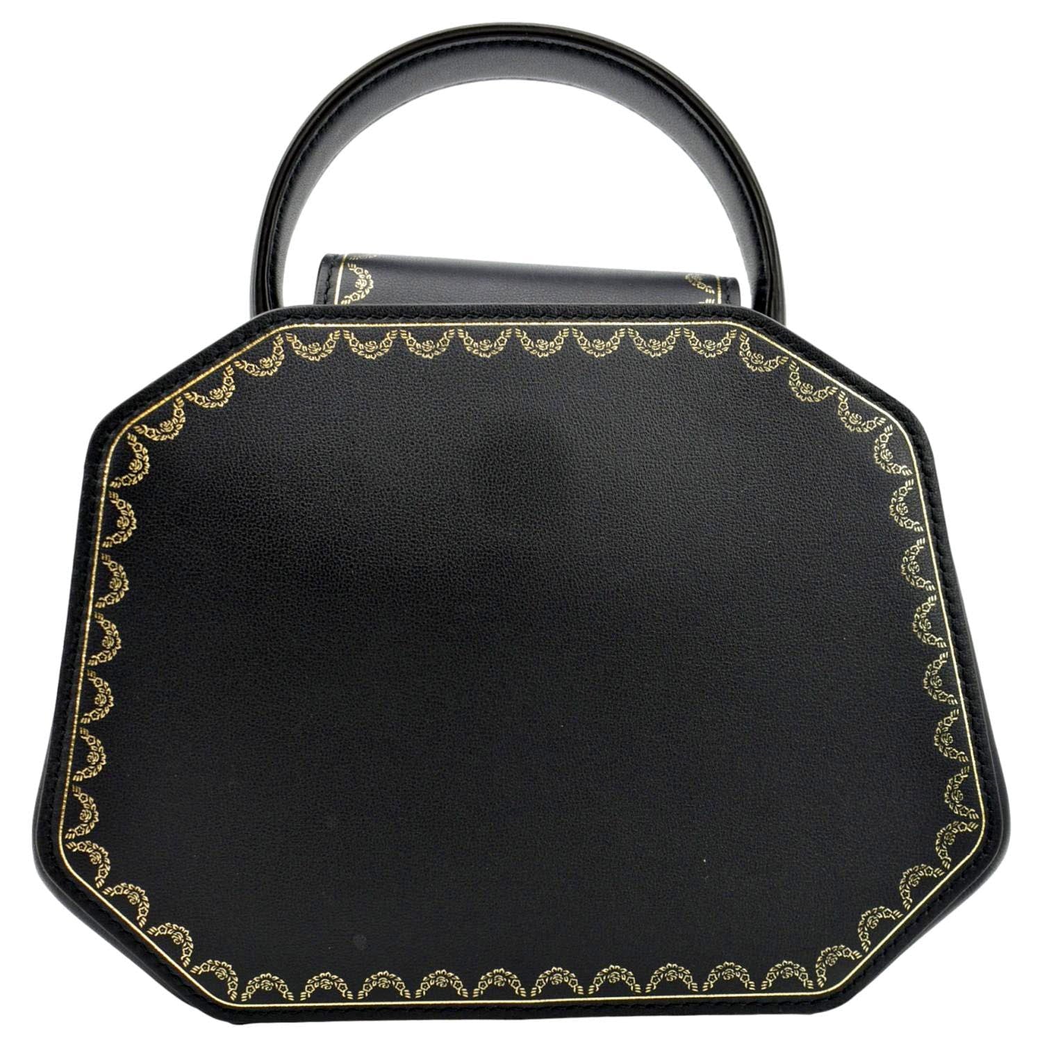 Pre-owned CARTIER Guirlande Mini Calfskin Leather Top Handle Satchel Bag Black