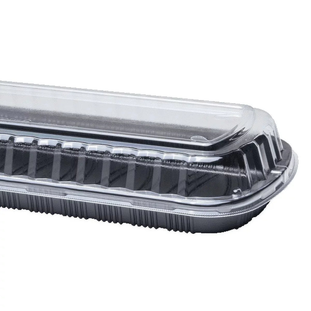 Karat Full Slab Black PP Plastic Rib Container with Clear OPS lid - 100 ct