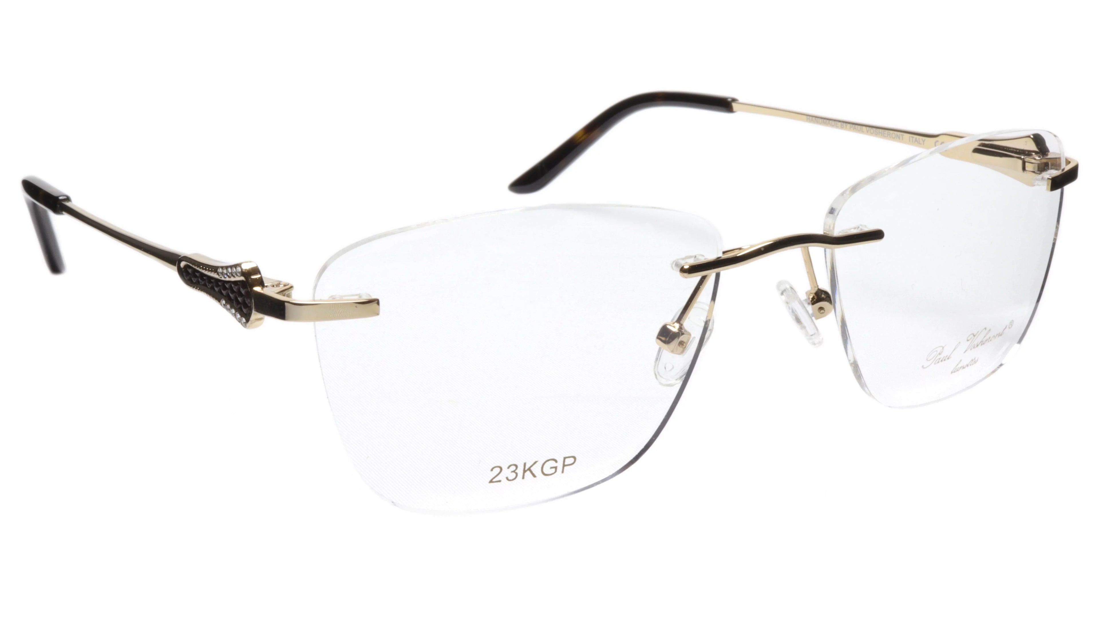 Paul Vosheront Tapered Square Gold & Black Acetate Optical Frame 52-18-135 37
