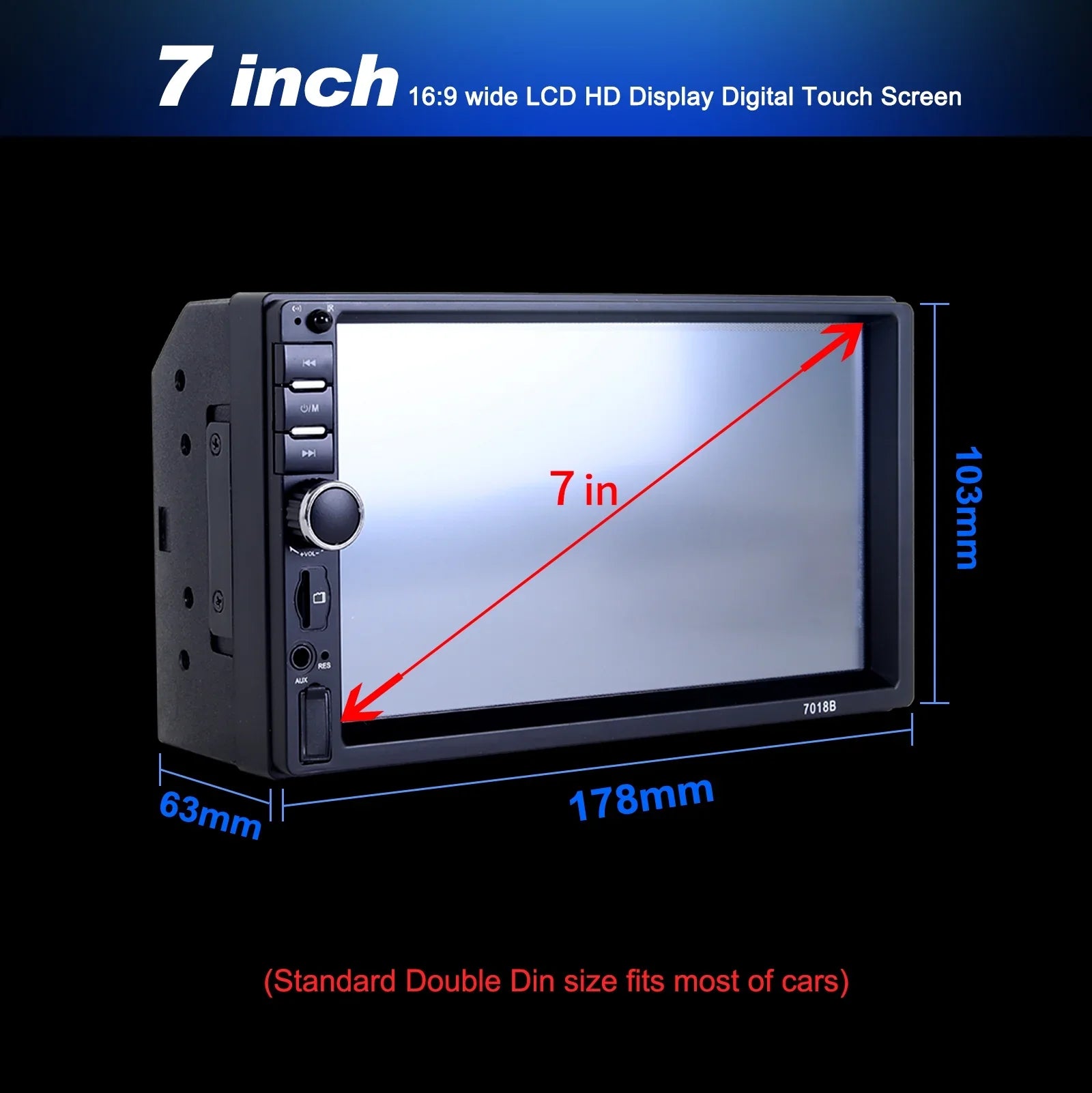 Double 2 Din Car Stereo Radio MP5 Player, 7 Inch HD Touch Screen Bluetooth Car Video Player 1080P with Backup Reversing Camera