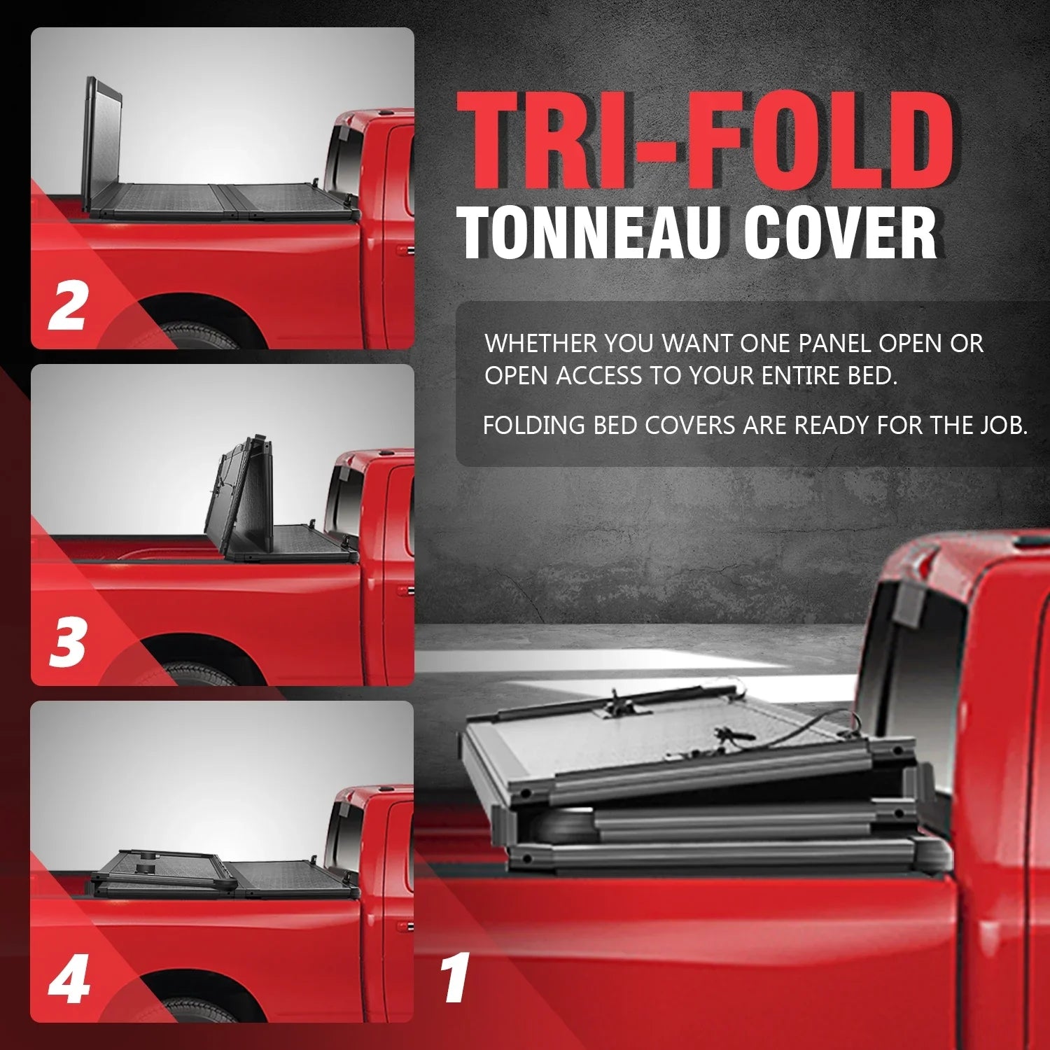 DNA Motoring TTC-HARD-028 For 2009 to 2022 Ram Truck 1500 / 3500 Fleetside 6.5Ft Short Bed Hard Solid Tri -Fold Tonneau Protection