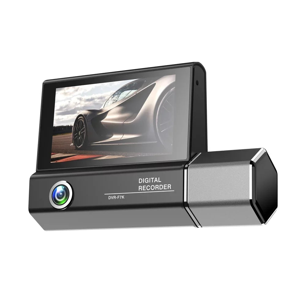 Gecheer 3 Cameras Dash Cam 4in Clear Car Rearview Mirror Car Video Recording Car Recorder Auto Safety Driving Recorder