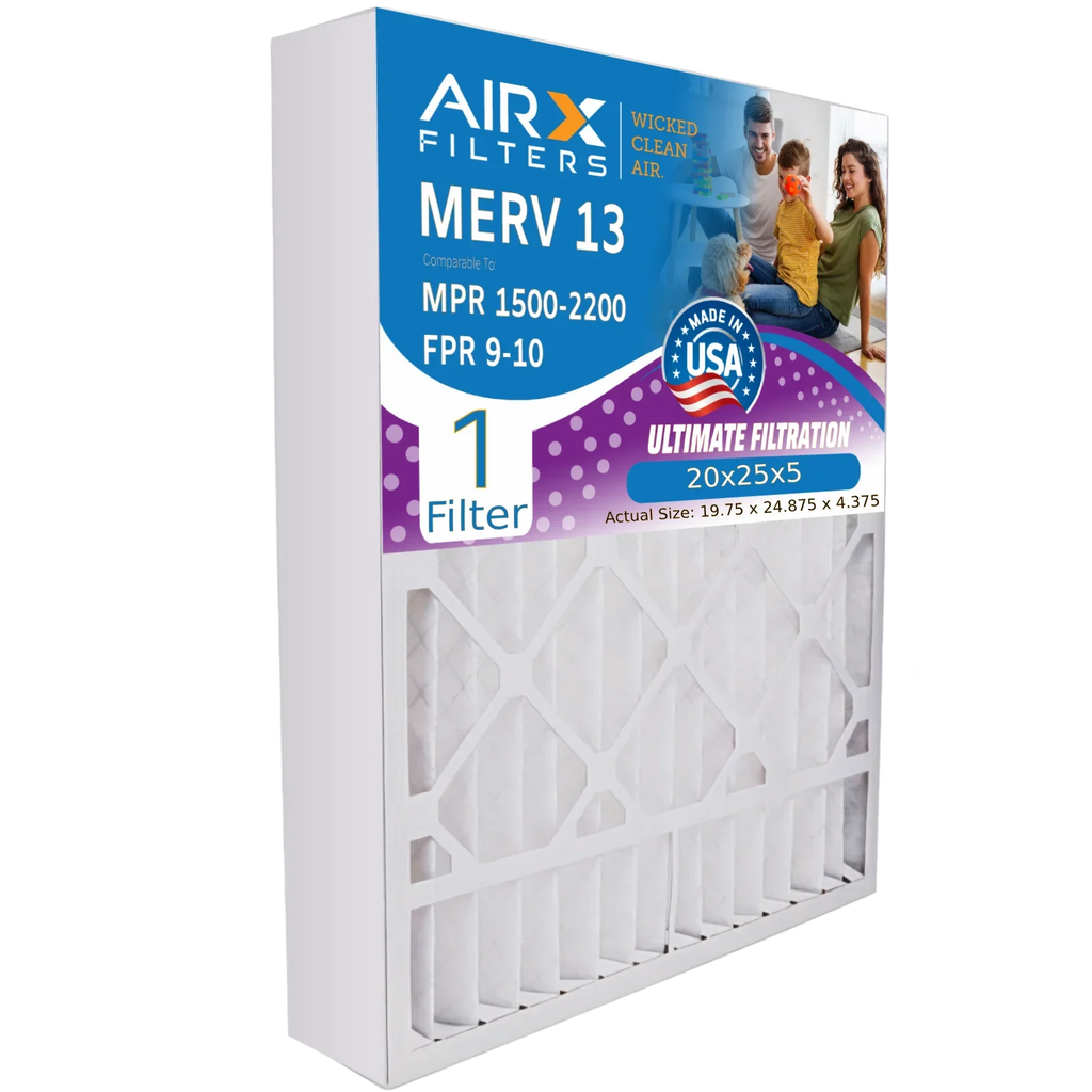 20x25x5 Air Filter MERV 13 Comparable to MPR 1500 - 2200 & FPR 9 Fitting with Honeywell FC100A1037 Premium USA Made 20x25x5 Furnace Filter 1 Single Filter by AIRX FILTERS WICKED CLEAN AIR.