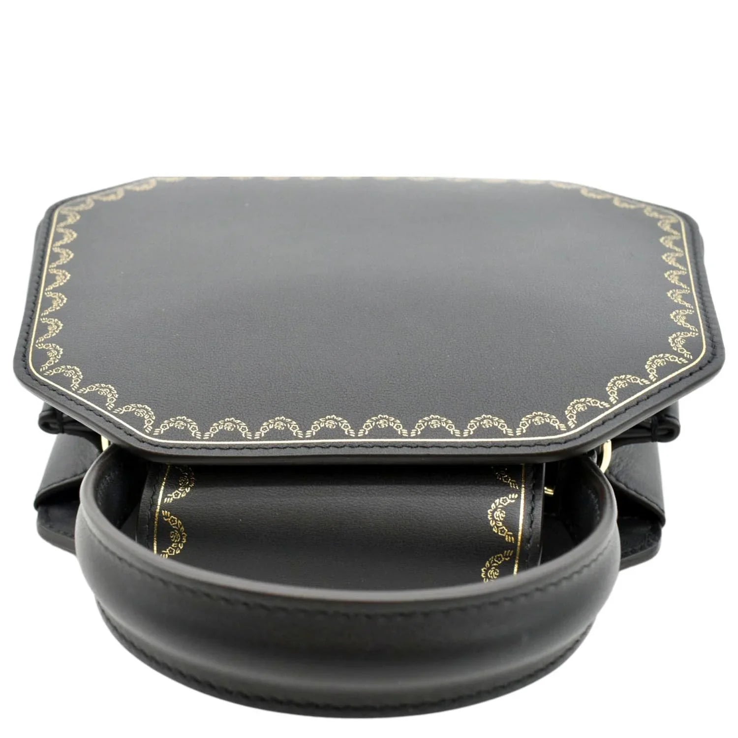 Pre-owned CARTIER Guirlande Mini Calfskin Leather Top Handle Satchel Bag Black