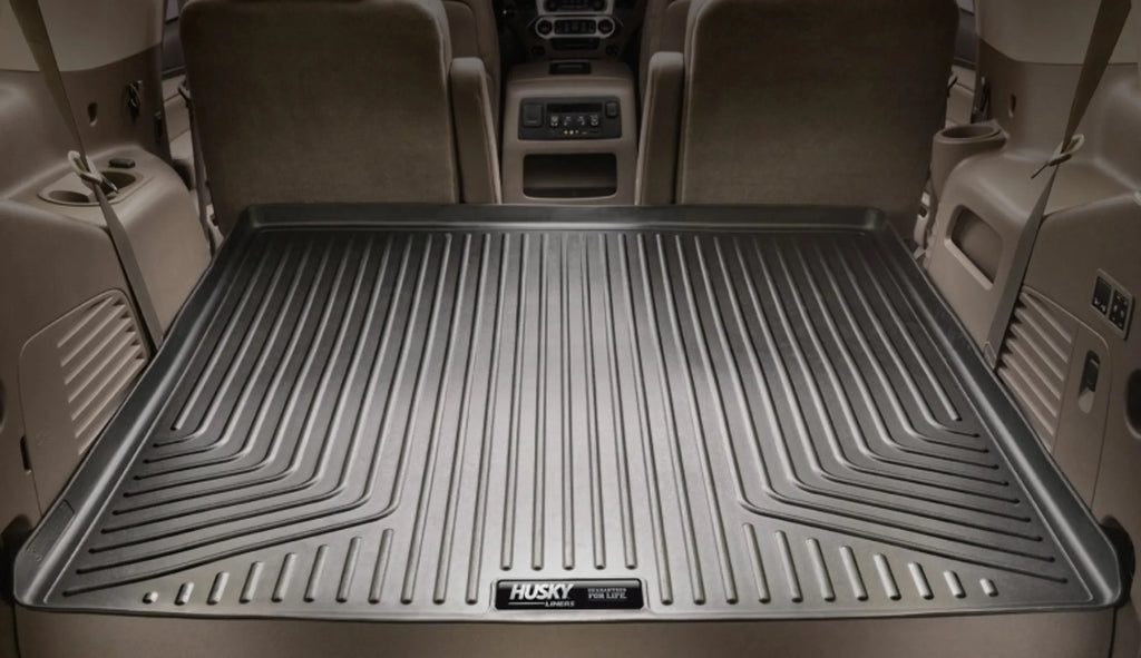 Husky by RealTruck Climate Series Cargo Liner Black Suitable with 12-19 Toyota Highlander; Suitable with to back of 2nd row Seats over foldered 3rd row Seats
