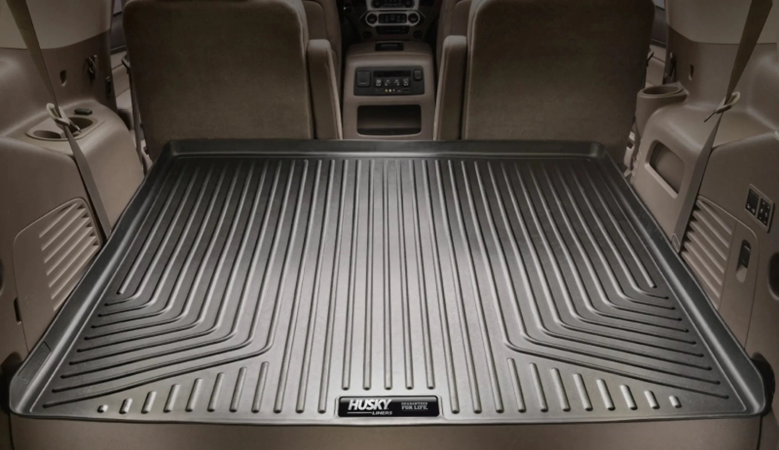 Husky by RealTruck Climate Series Cargo Liner Black Suitable with 12-19 Toyota Highlander; Suitable with to back of 2nd row Seats over foldered 3rd row Seats