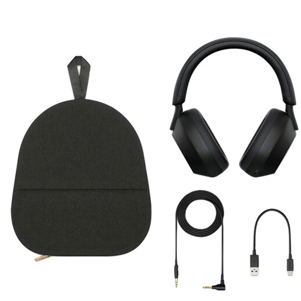 Sony WH-1000XM5 Noise-Canceling Wireless Over-Ear Headphones (Black), 30 Hours Playback Time, Hands-Free Calling, Alexa Voice Control - Kit with Charging Cube and Portable Charger