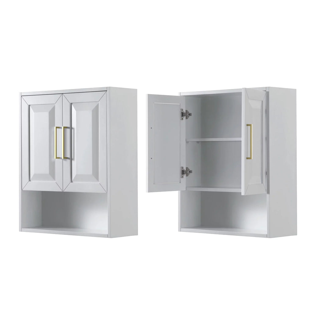 Wyndham Collection Dark Blue Daria Over-the-Toilet Bathroom Wall-Mounted Storage Cabinet with Matte Black Trim