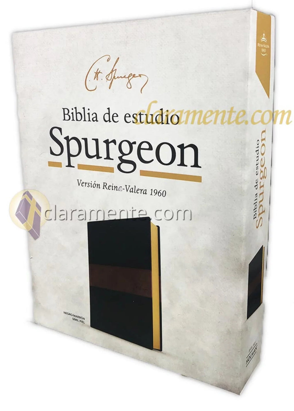 RVR 1960 Biblia de estudio Spurgeon, negro/marrón símil piel Coating