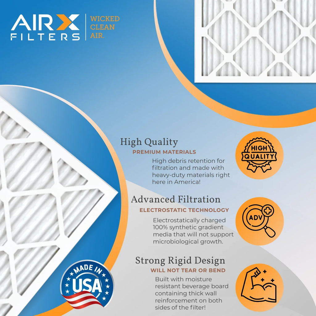 14x24x1 Air Filter MERV 8 Rating, 12 Pack of Furnace Filters Comparable to MPR 700 & FPR 5 - Made in USA by AIRX FILTERS WICKED CLEAN AIR.