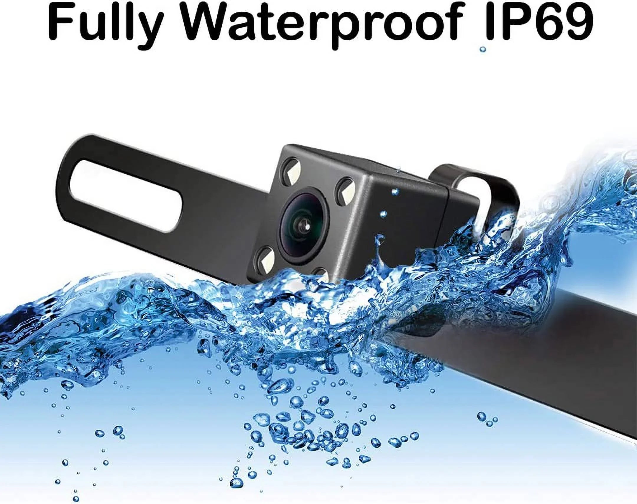 CAM122 Backup Camera Frame License Plate HD Night Vision Rear View 170° Angle Waterproof Fitting with Jensen Car Radio CAR110W CAR710 CAR710X CAR8000 CAR910W CAR910X CDR7011 CM901MIR CMR2720