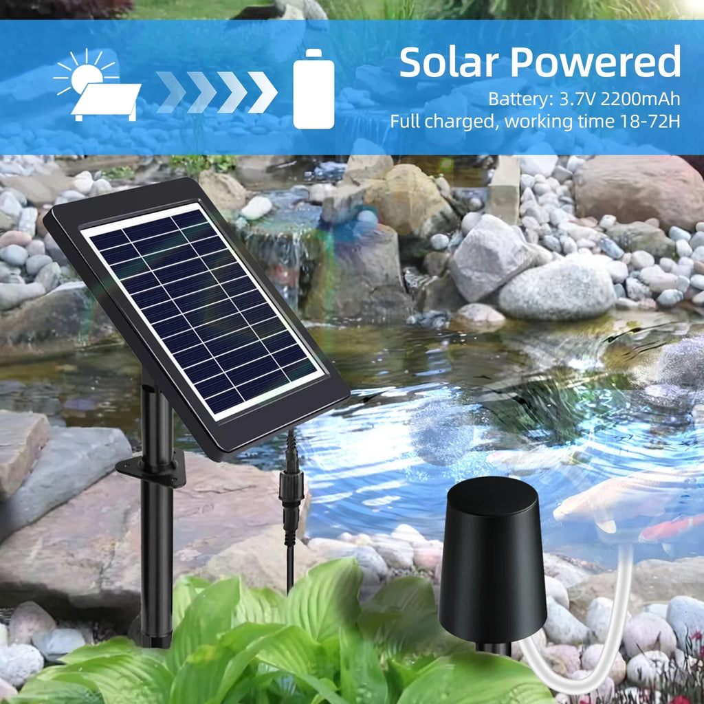 Anself Solar Pond Aerator with Air Pump, 3 Modes, 4W, No Noise, Efficient Oxygenation Pump, Optimal for Pond Stock Fishing Hydroponics