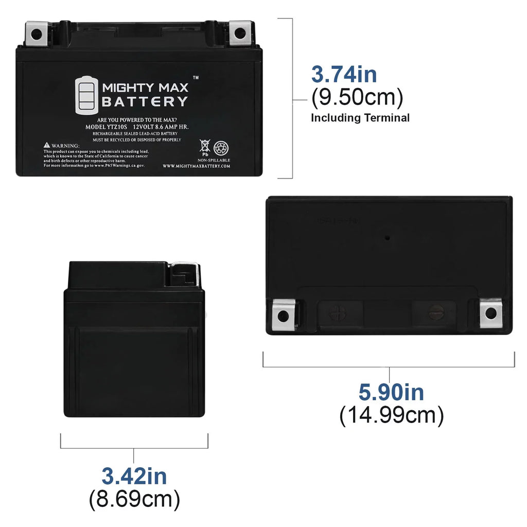 YTZ10S 12V 8.6AH Replacement Battery Suitable with Suzuki 1000 GSX-R1000 00-17 - 2 Pack