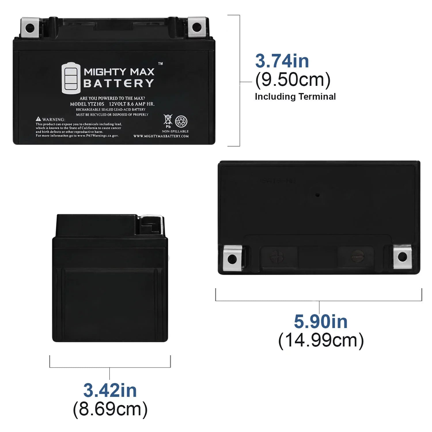 YTZ10S 12V 8.6AH Replacement Battery Suitable with Suzuki 1000 GSX-R1000 00-17 - 2 Pack