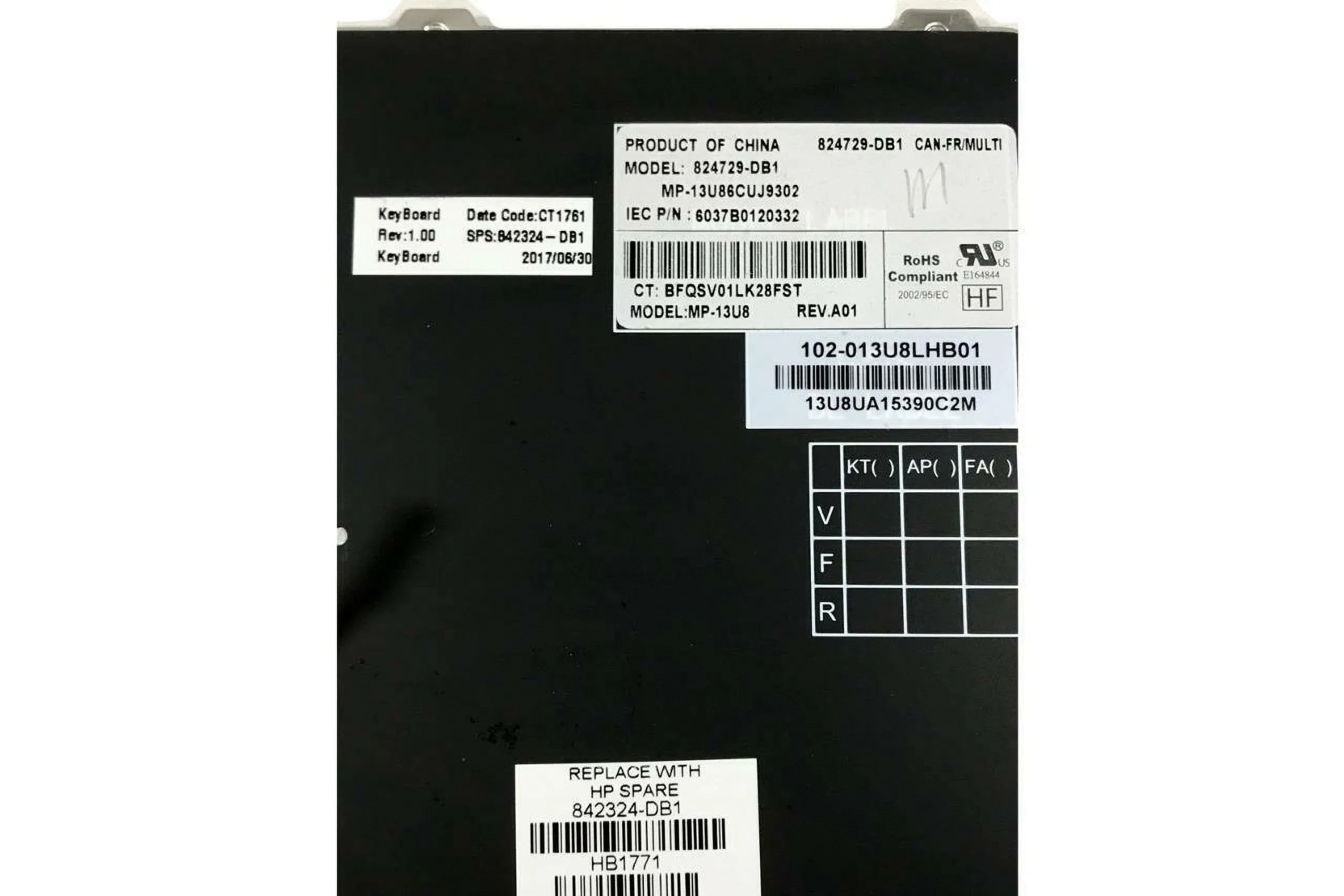 Pre-Owned HP EliteBook Folio 1020 G1 Silver Backlit Laptop Keyboard 804214-001 Grade A - Like New