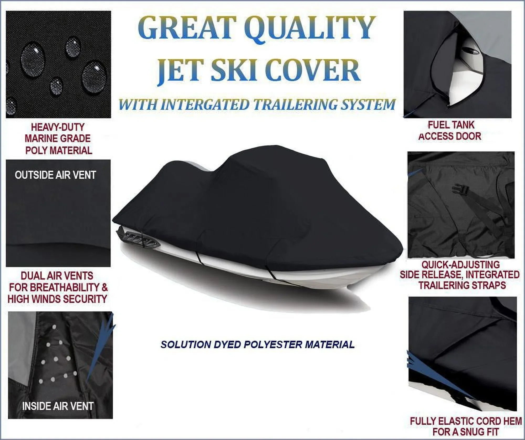 BLACK TOP OF THE LINE JET SKI Shield Suitable for YAMAHA Wave Venture 700 1995 1996 1997 1998 Jet Ski PWC Wrap