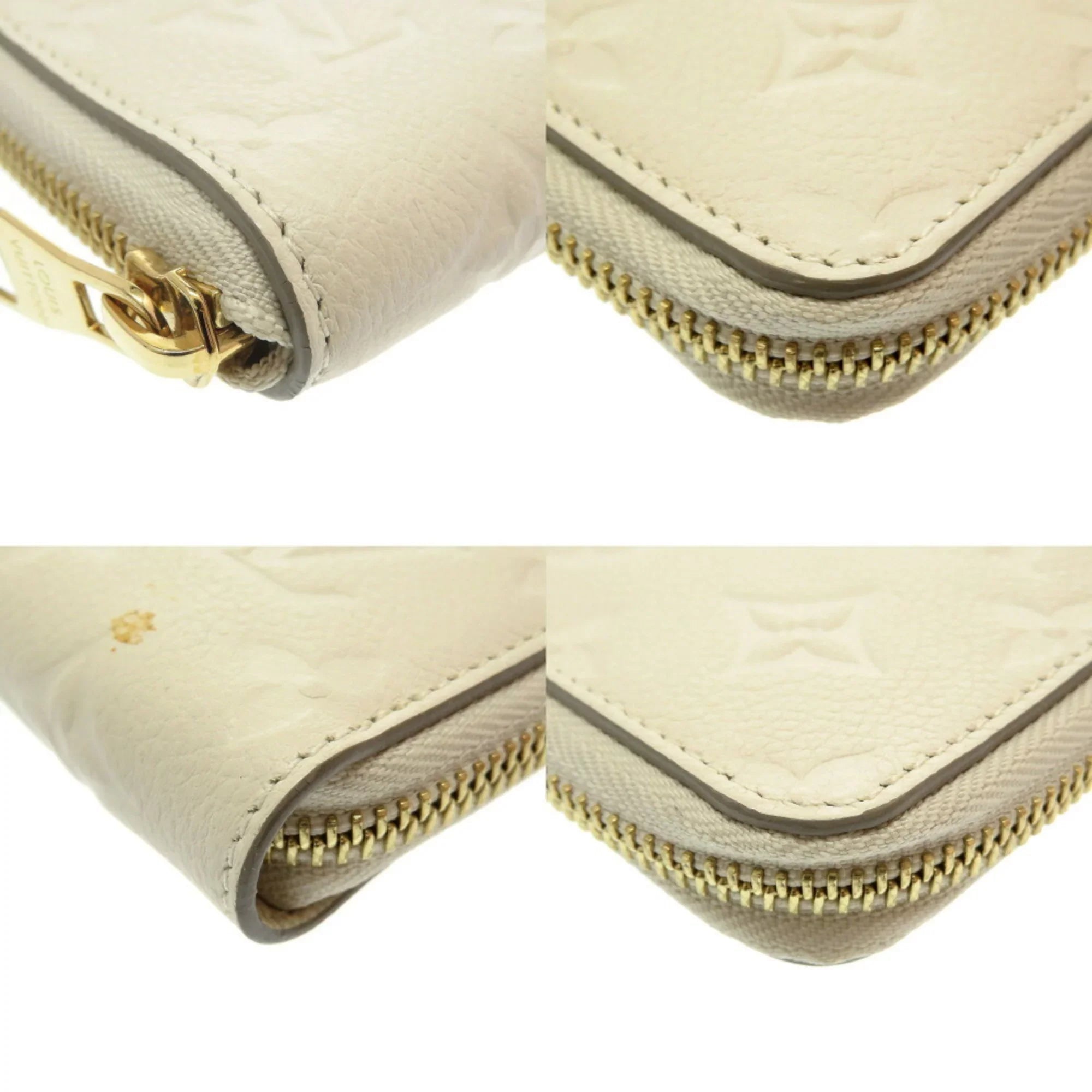 Pre-Owned Louis Vuitton Monogram Implant Portefeuille Secret M93432 Neige Bifold Wallet Round (Good)