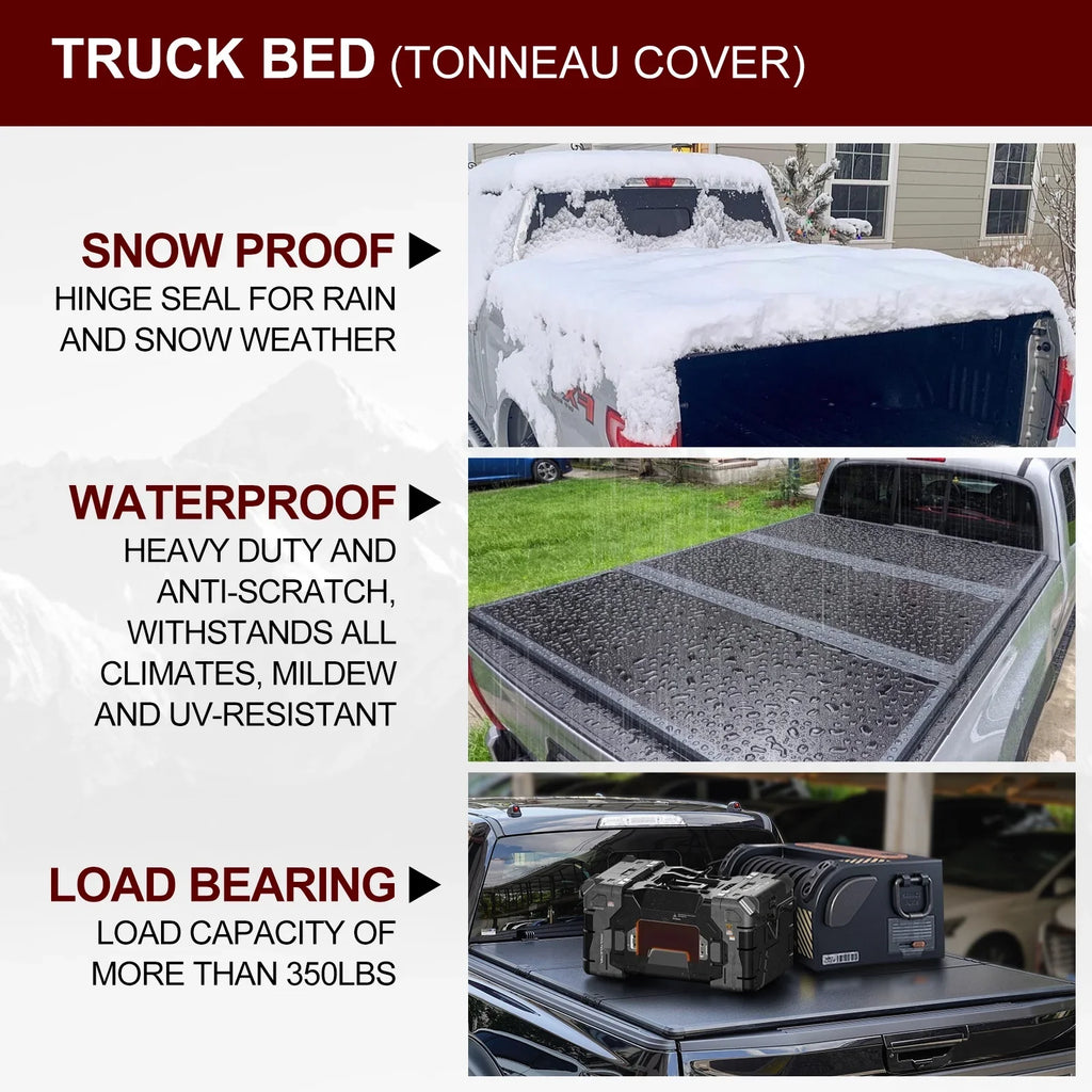 Kikito Professional FRP Hard Tri-Fold Truck Bed Tonneau Coating for 2003-2024 Ram 1500 2500 3500 6.4ft (74.6in) Bed Without | Rambox & Deckrail System |