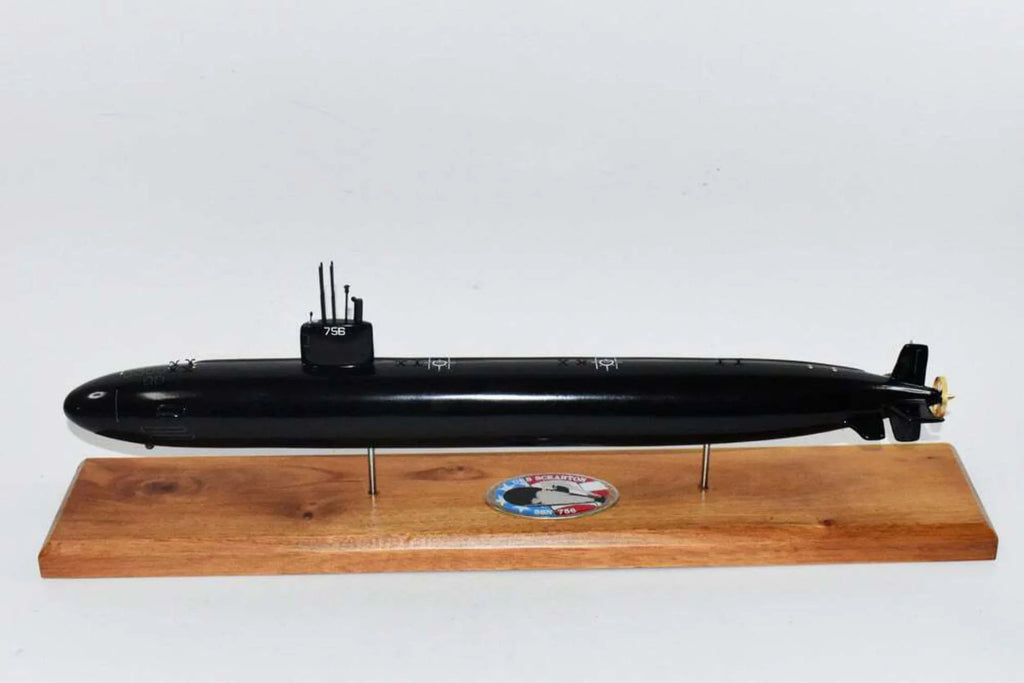 USS Scranton SSN-756 (Black Hull) Submarine Model,Navy,Scale Model,Mahogany,20 inch,LA Class